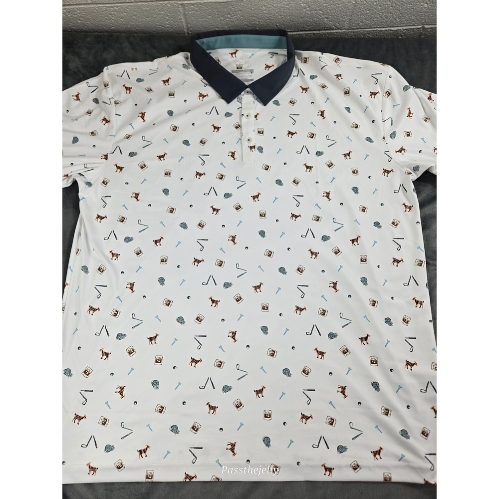 Swannie Shirt Mens XXXL Tour‎ Party All Over Print Golf Polo Drink Giraffe Print